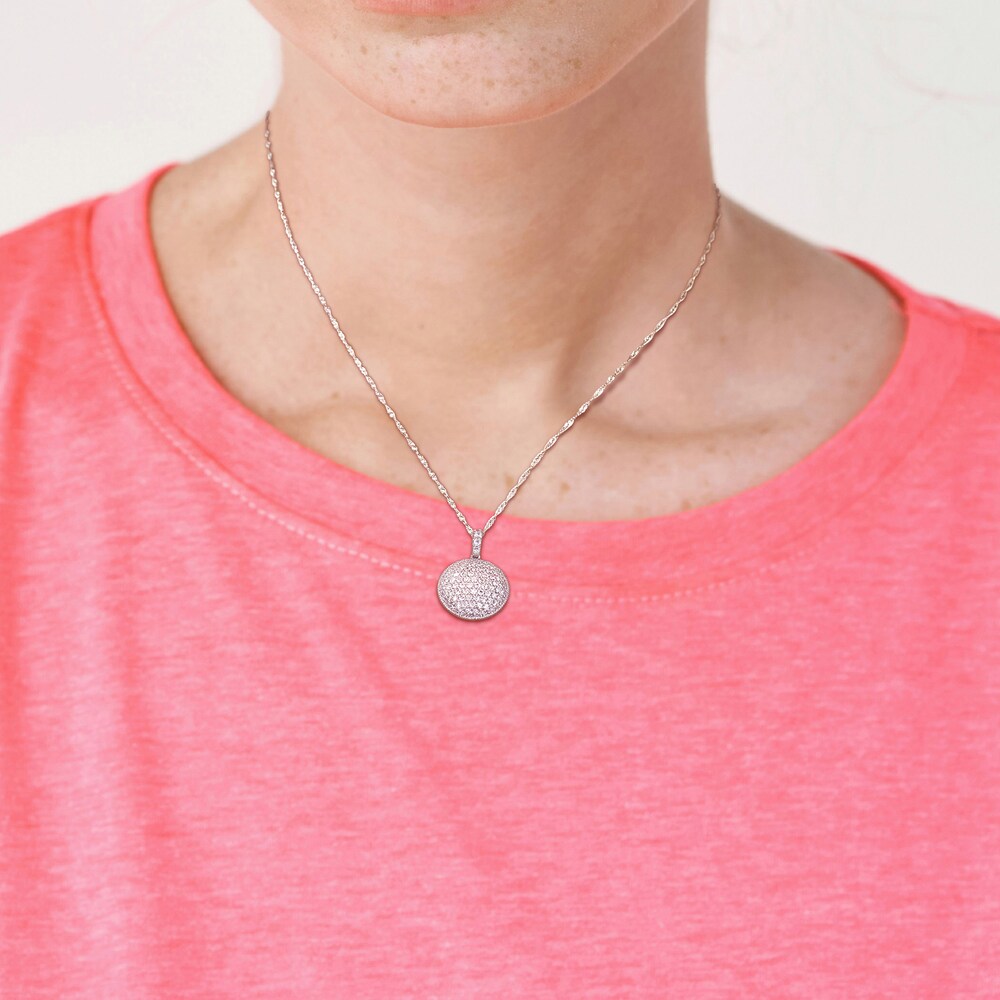 Diamond Circle Pendant Necklace 1-1/8 ct tw Round 14K White Gold 18\" m4lGe8qy Diamond Circle Pendant Necklace 1-1/8 ct tw Round 14K White Gold 18\" m4lGe8qy