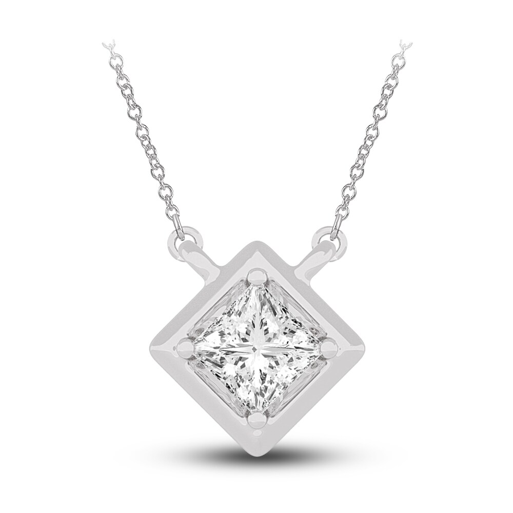 Diamond Pendant Necklace 3/8 ct tw Princess 14K White Gold 18" (I2,I) m8AVMYZn Diamond Pendant Necklace 3/8 ct tw Princess 14K White Gold 18" (I2,I) m8AVMYZn