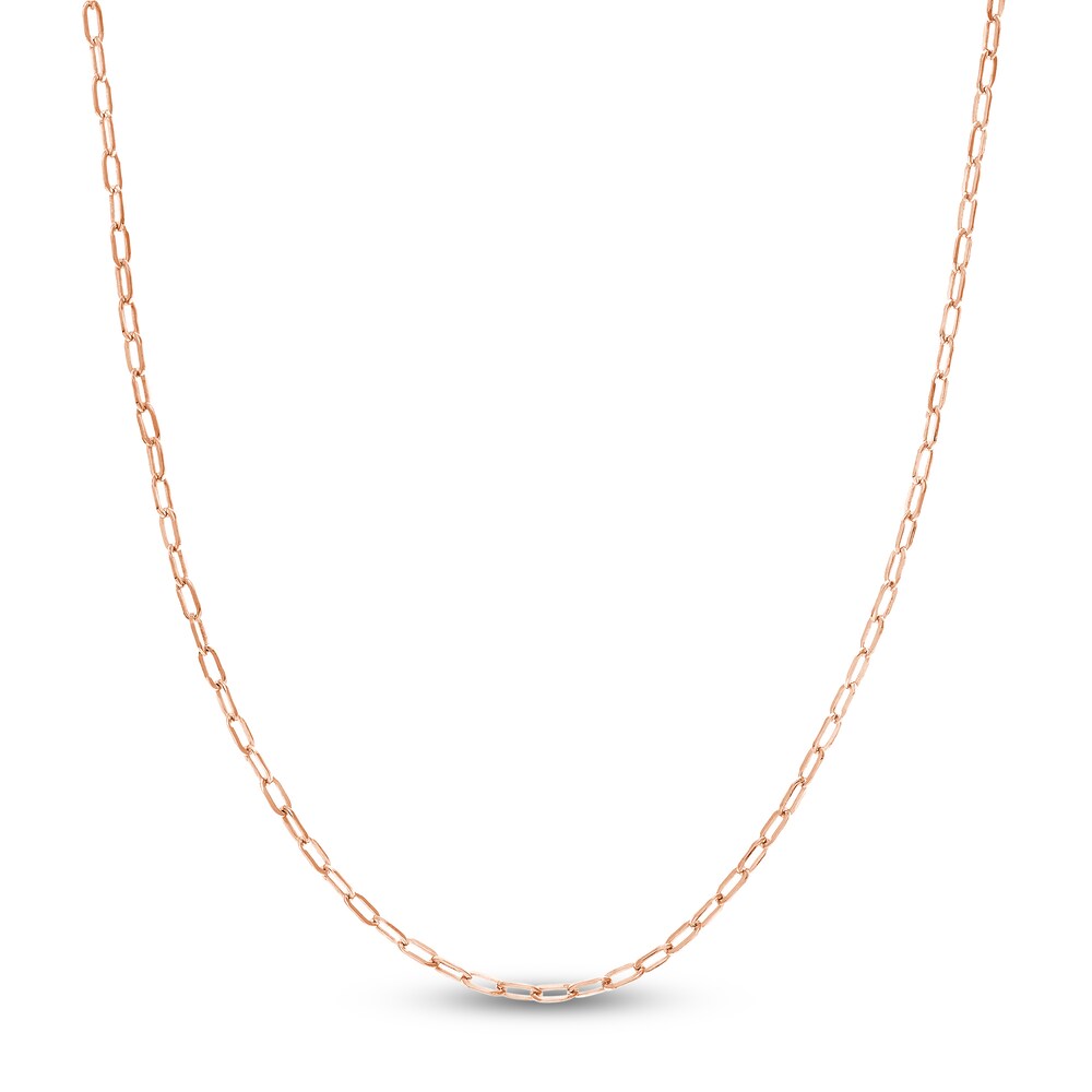 Paper Clip Chain Necklace 14K Rose Gold 18" mWUDeeKE