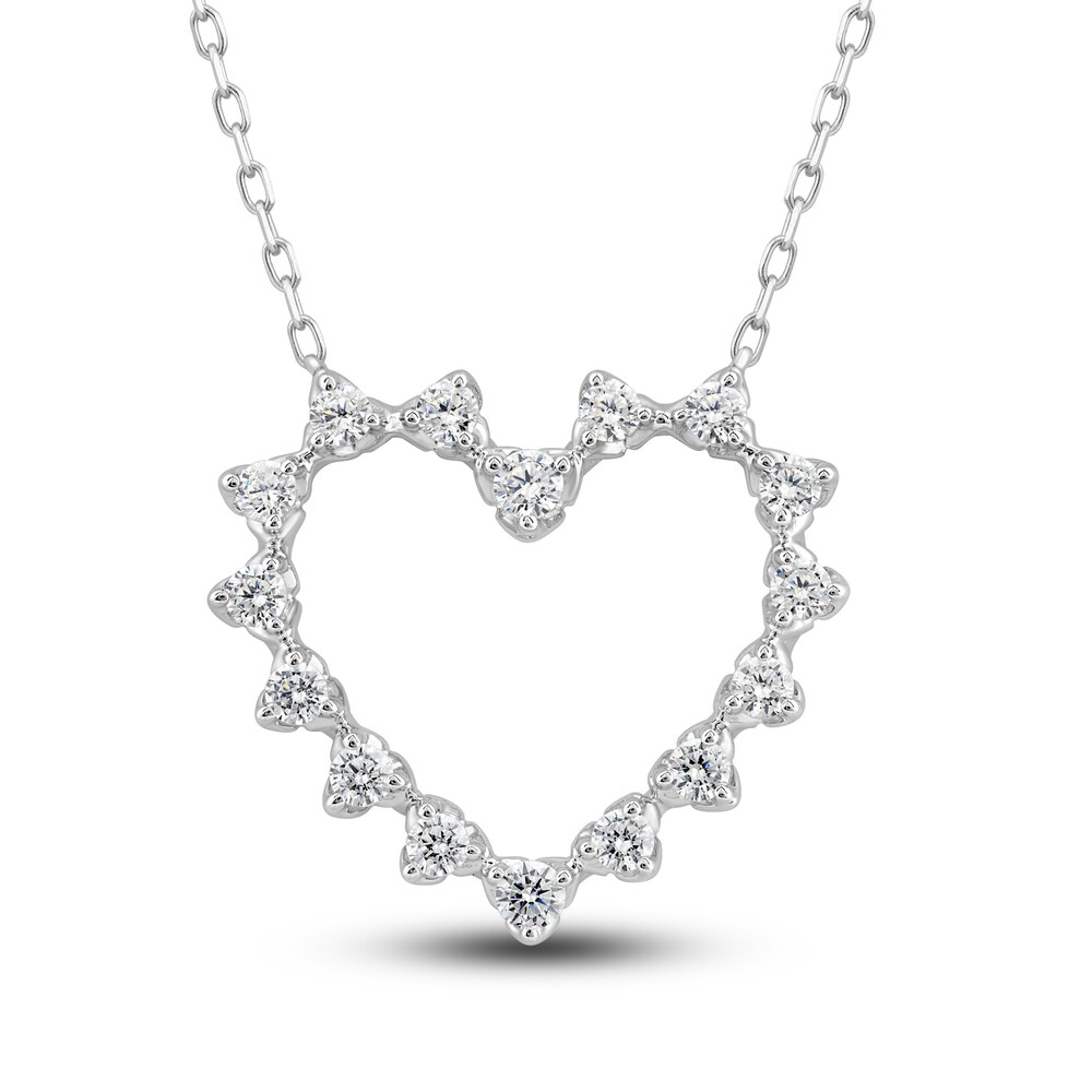 Diamond Heart Pendant Necklace 1/2 ct tw Round 10K White Gold mYwNneFK Diamond Heart Pendant Necklace 1/2 ct tw Round 10K White Gold mYwNneFK