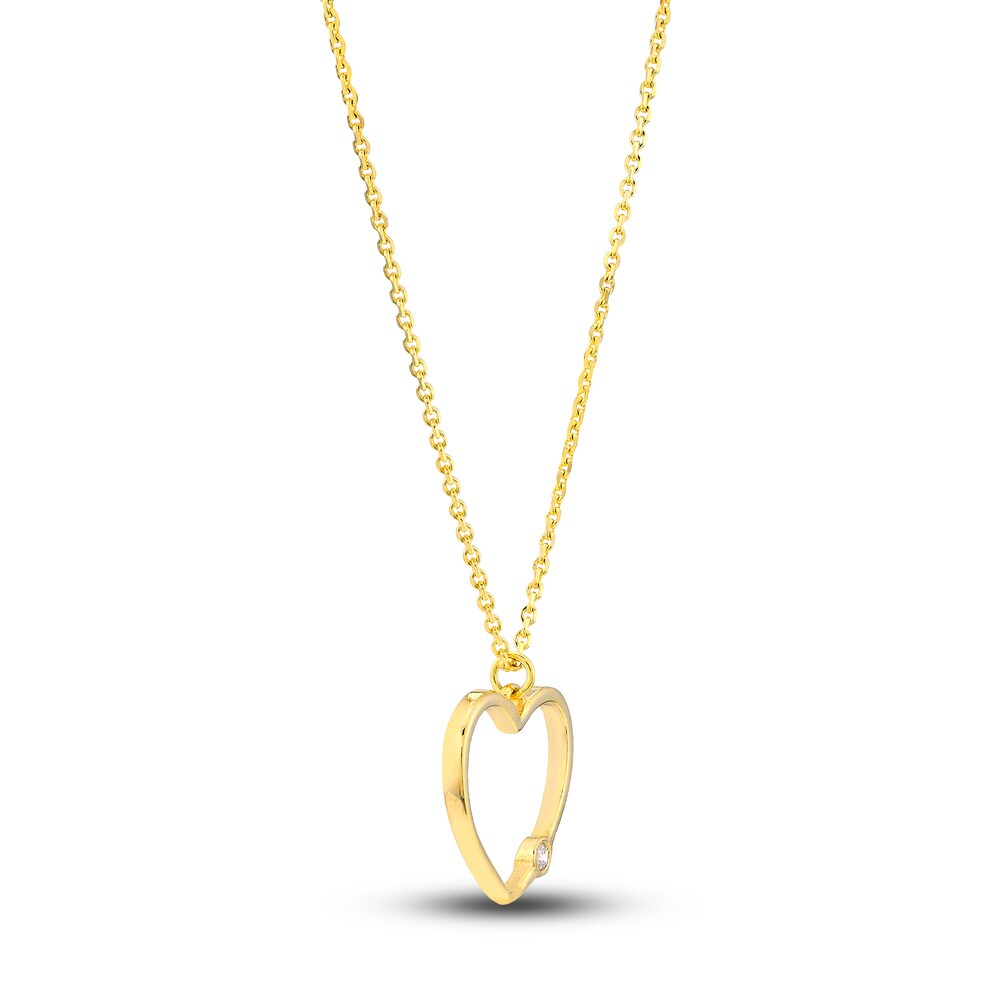 Diamond Heart Necklace Diamond Accent 14K Yellow Gold 18\" mlf9OkL0