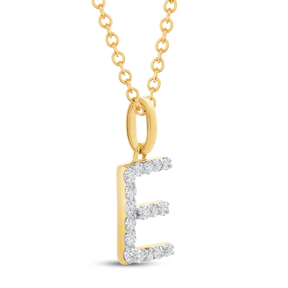 Diamond Letter E Necklace 1/10 ct tw Round 10K Yellow Gold n0mwVKMQ