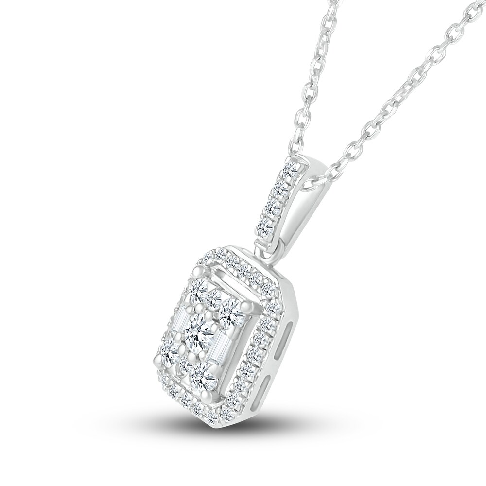 Diamond Pendant Necklace 1/4 ct tw Round 10K White Gold 18\" nnUU5bcS Diamond Pendant Necklace 1/4 ct tw Round 10K White Gold 18\" nnUU5bcS