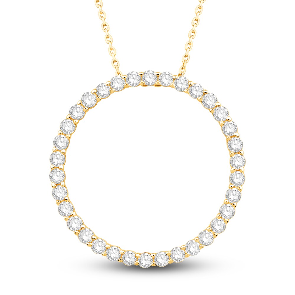 Diamond Circle Pendant Necklace 1-1/2 ct tw Round 14K Yellow Gold 18" oMabNniH Diamond Circle Pendant Necklace 1-1/2 ct tw Round 14K Yellow Gold 18" oMabNniH