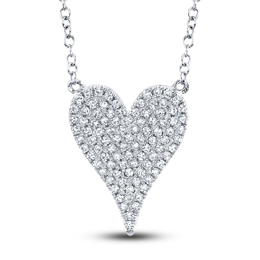 Shy Creation Diamond Heart Pendant Necklace 1/5 ct tw Round 14K White Gold 18" omlSxptD Shy Creation Diamond Heart Pendant Necklace 1/5 ct tw Round 14K White Gold 18" omlSxptD