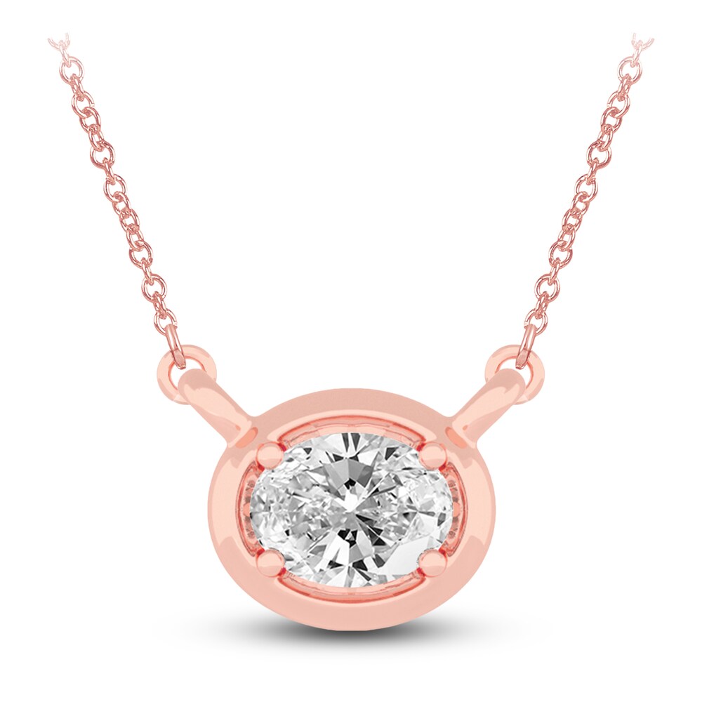 Diamond Pendant Necklace 1/4 ct tw Oval 14K Rose Gold 18" (I1,I) opmwTwuf