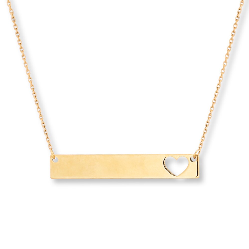 Bar Necklace Heart Cut-out 14K Yellow Gold 18" Adjustable pILpN9m3 Bar Necklace Heart Cut-out 14K Yellow Gold 18" Adjustable pILpN9m3