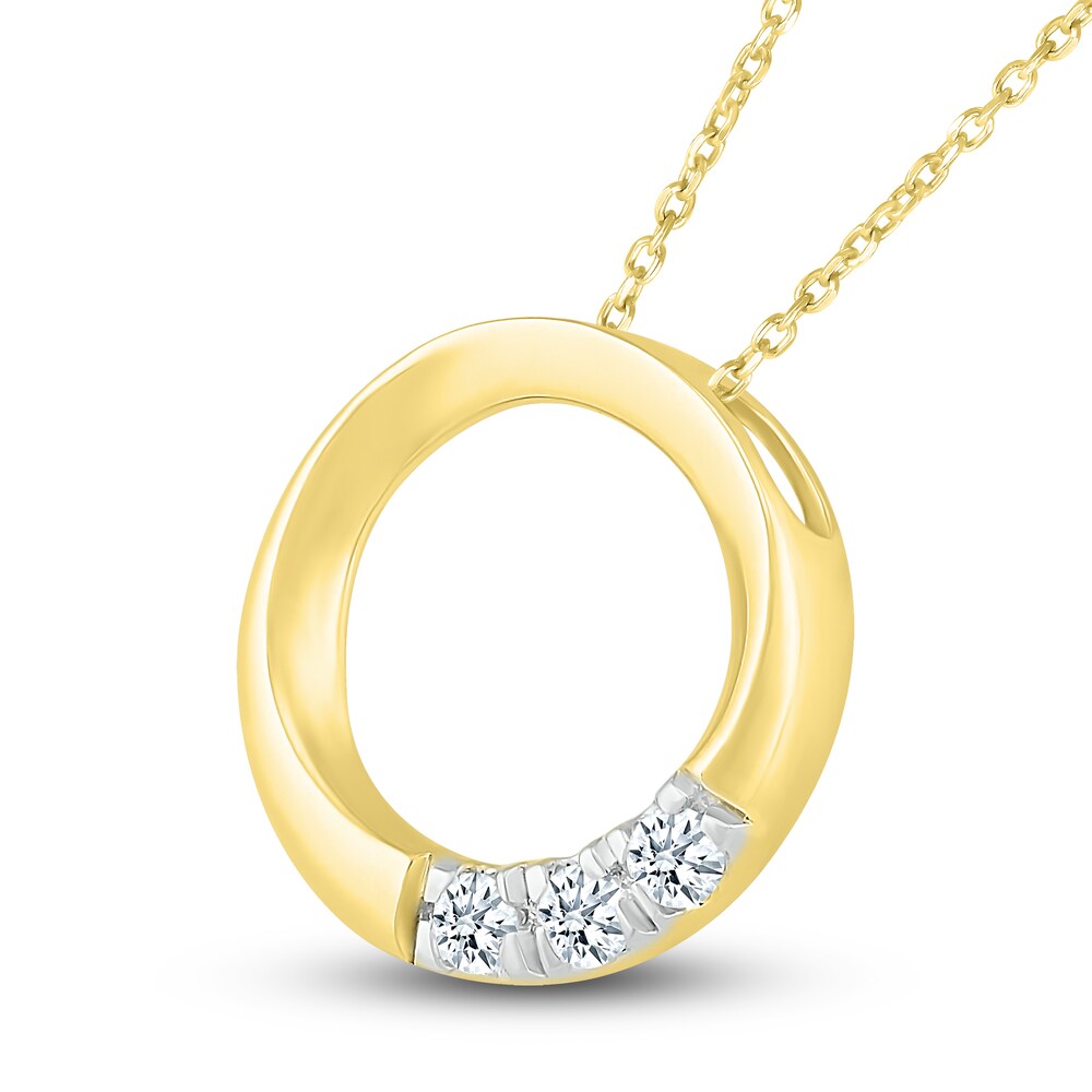 Diamond 3-Stone Pendant Necklace 1/10 ct tw Round 10K Yellow Gold pIod9Ovf Diamond 3-Stone Pendant Necklace 1/10 ct tw Round 10K Yellow Gold pIod9Ovf
