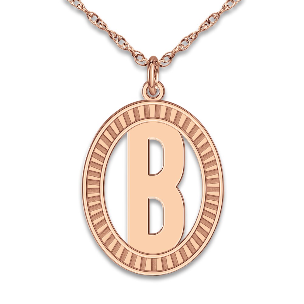 Initial Pendant Necklace 14K Rose Gold 18" pTqjP0LF Initial Pendant Necklace 14K Rose Gold 18" pTqjP0LF