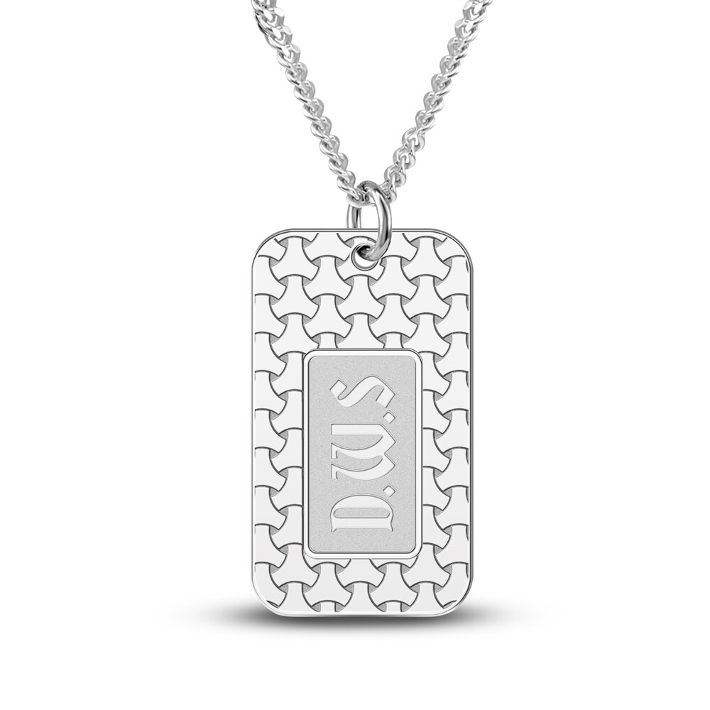 Men's Engravable Dog Tag Pendant Necklace Sterling Silver 22" perugNjD Men's Engravable Dog Tag Pendant Necklace Sterling Silver 22" perugNjD