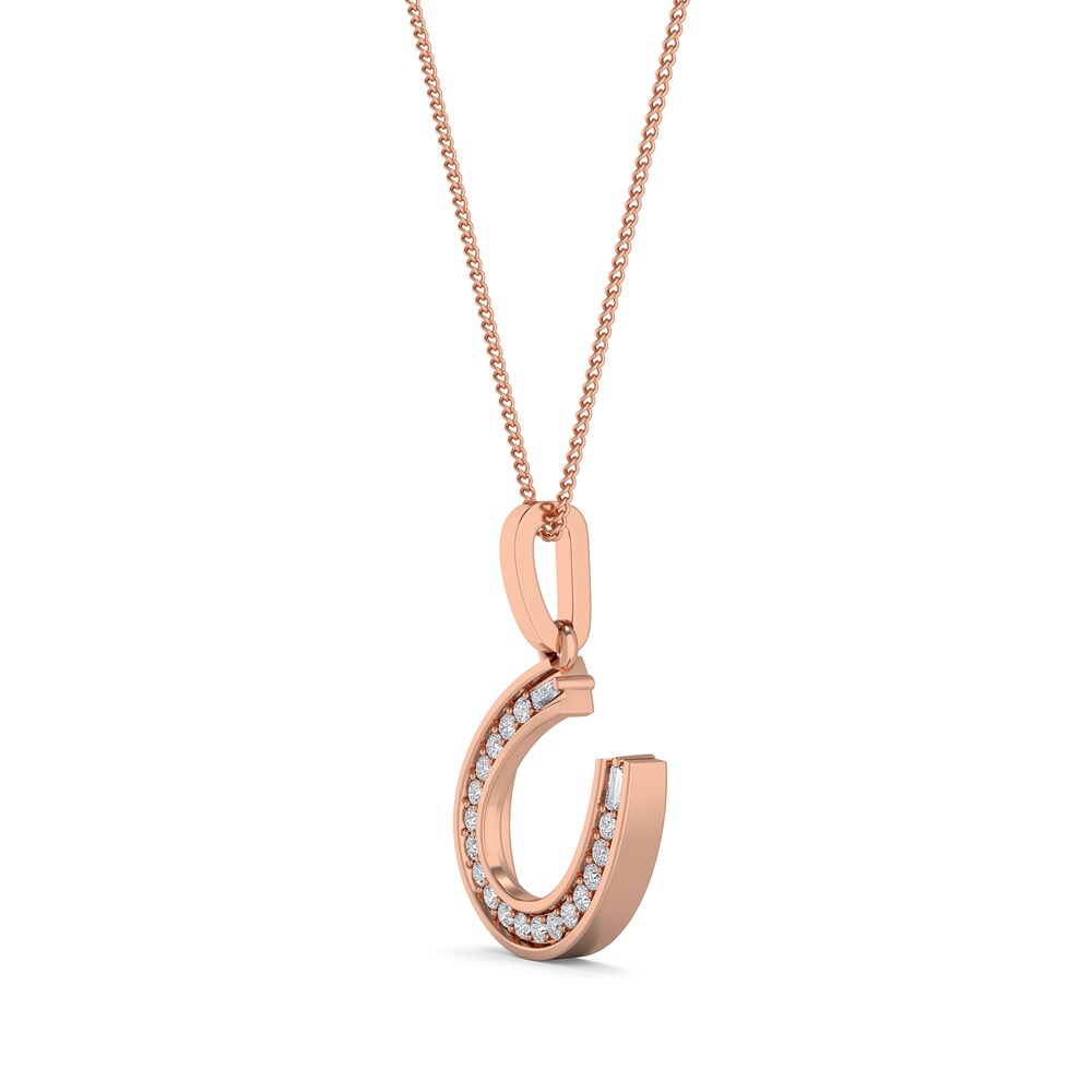 Diamond Horse Shoe Pendant Necklace 1/10 ct tw Round/Baguette 10K Rose Gold 18\" ps6p9uWc Diamond Horse Shoe Pendant Necklace 1/10 ct tw Round/Baguette 10K Rose Gold 18\" ps6p9uWc