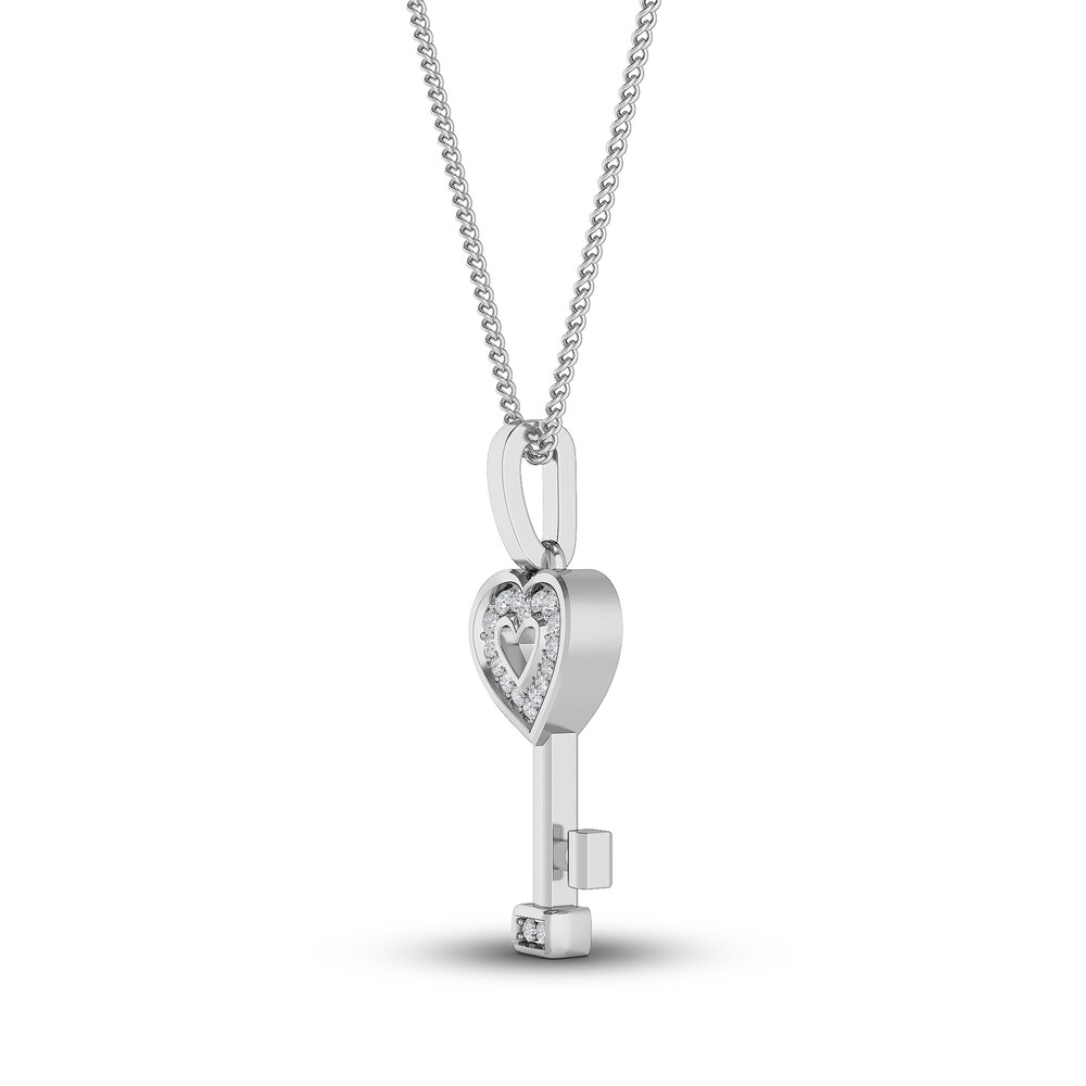 Diamond Heart Key Pendant Necklace 1/20 ct tw Round 10K White Gold 18\" qE42sYsj Diamond Heart Key Pendant Necklace 1/20 ct tw Round 10K White Gold 18\" qE42sYsj