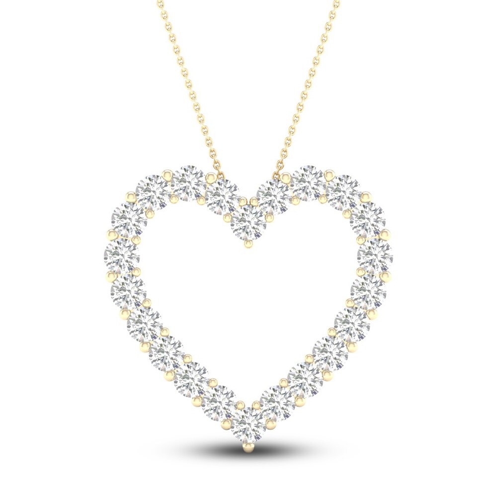 Lab-Created Diamond Heart Necklace 2 ct tw Round 14K Yellow Gold qObnDxXt