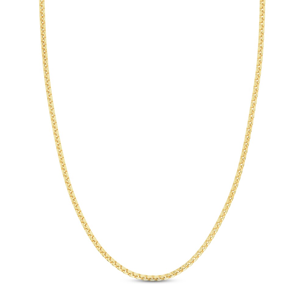Round Box Chain Necklace 14K Yellow Gold 22" qZWvUS1H
