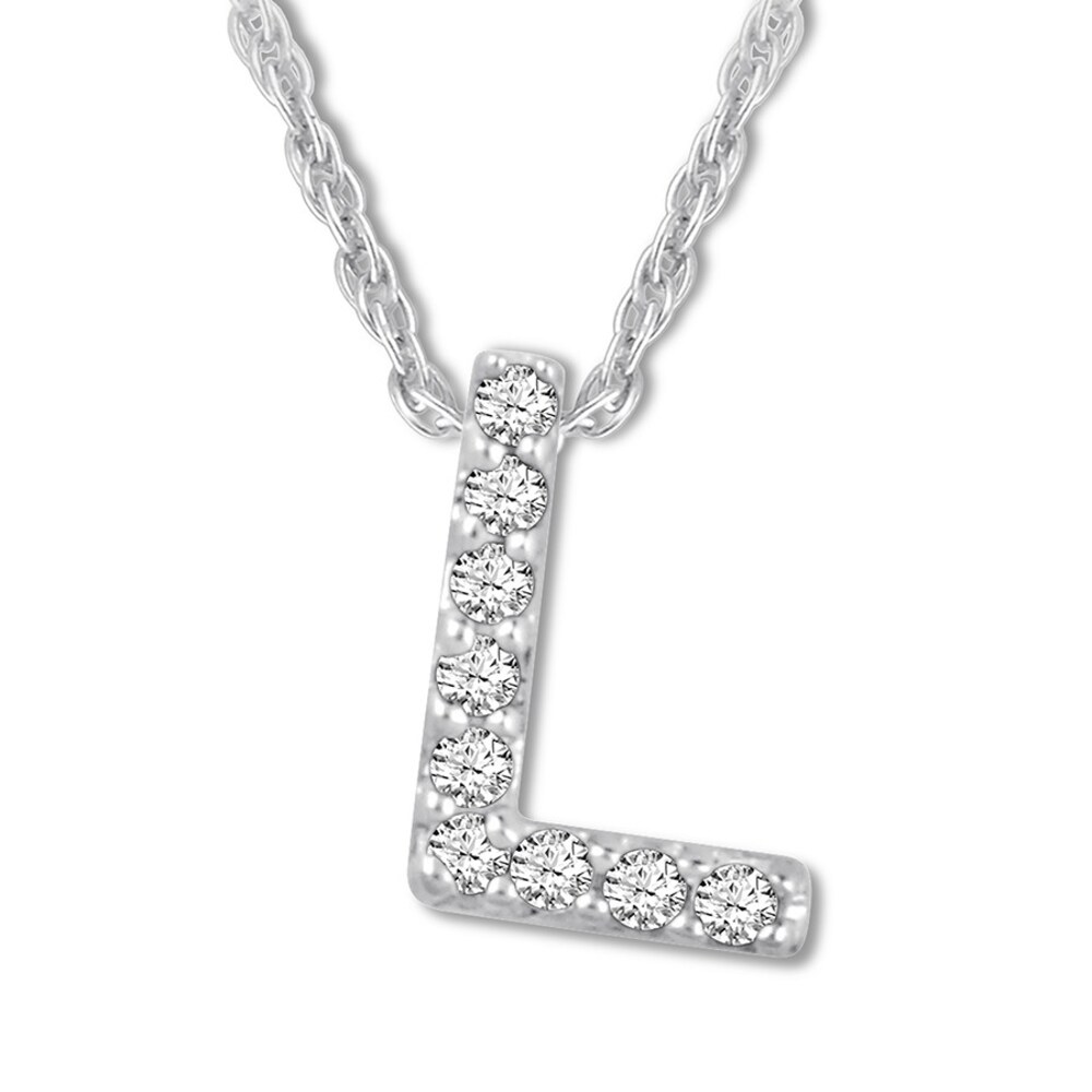 Diamond Initial L Necklace 1/20 ct tw Round-cut 10K White Gold qaKEOeZj Diamond Initial L Necklace 1/20 ct tw Round-cut 10K White Gold qaKEOeZj
