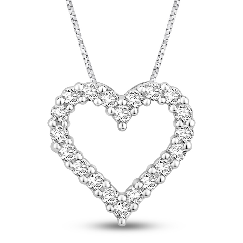 Diamond Heart Necklace 1/2 ct tw Round 14K White Gold qsf8HnSH Diamond Heart Necklace 1/2 ct tw Round 14K White Gold qsf8HnSH