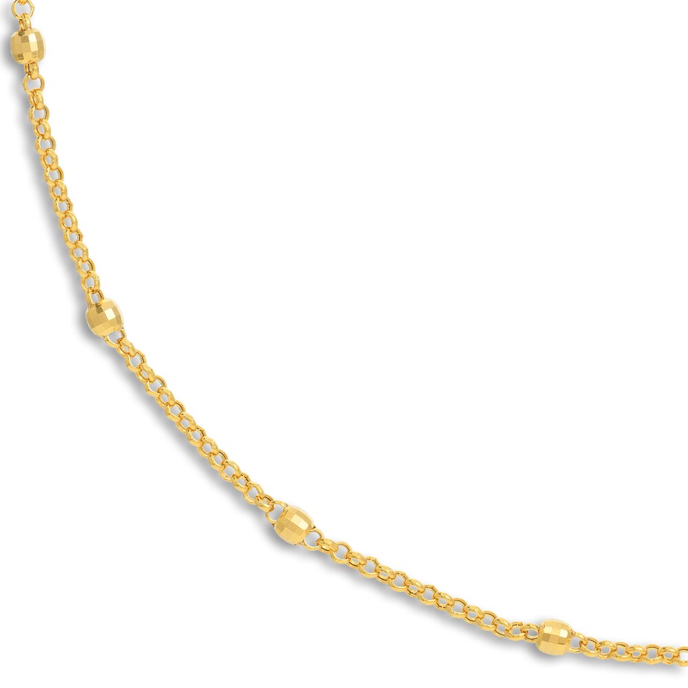 Disco Bead Rolo Chain 14K Yellow Gold 18\" r0b4j6vl Disco Bead Rolo Chain 14K Yellow Gold 18\" r0b4j6vl