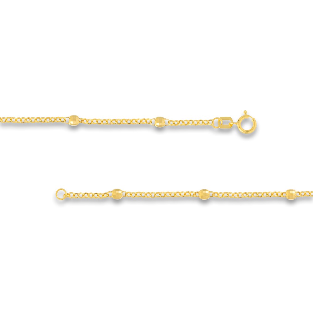 Disco Bead Rolo Chain 14K Yellow Gold 18\" r0b4j6vl Disco Bead Rolo Chain 14K Yellow Gold 18\" r0b4j6vl