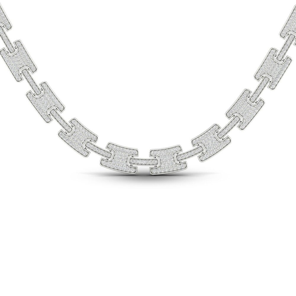 Men\'s Lab-Created Diamond Chain Necklace 9 ct tw Round 14K White Gold rOUIkaOb Men\'s Lab-Created Diamond Chain Necklace 9 ct tw Round 14K White Gold rOUIkaOb