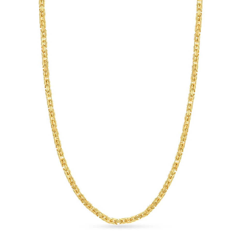 Beveled Byzantine Chain Necklace 14K Yellow Gold 24" rlX5fwcp