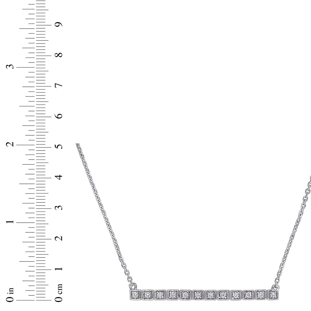 Diamond Bar Necklace 1/10 ct tw Round 14K White Gold 16\" rpPR8rhd