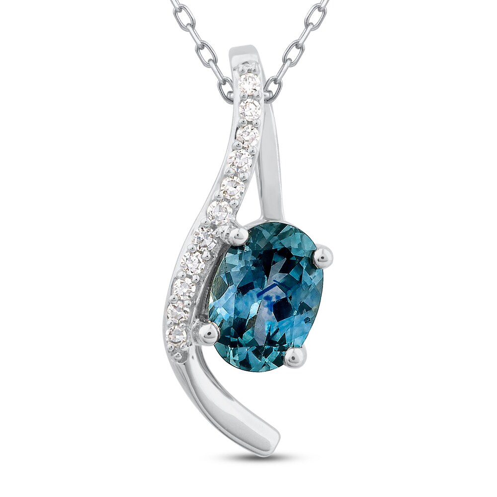 Montana Blue Natural Sapphire Pendant Necklace 1/15 ct tw Diamonds 10K White Gold rqIKZ3Du Montana Blue Natural Sapphire Pendant Necklace 1/15 ct tw Diamonds 10K White Gold rqIKZ3Du