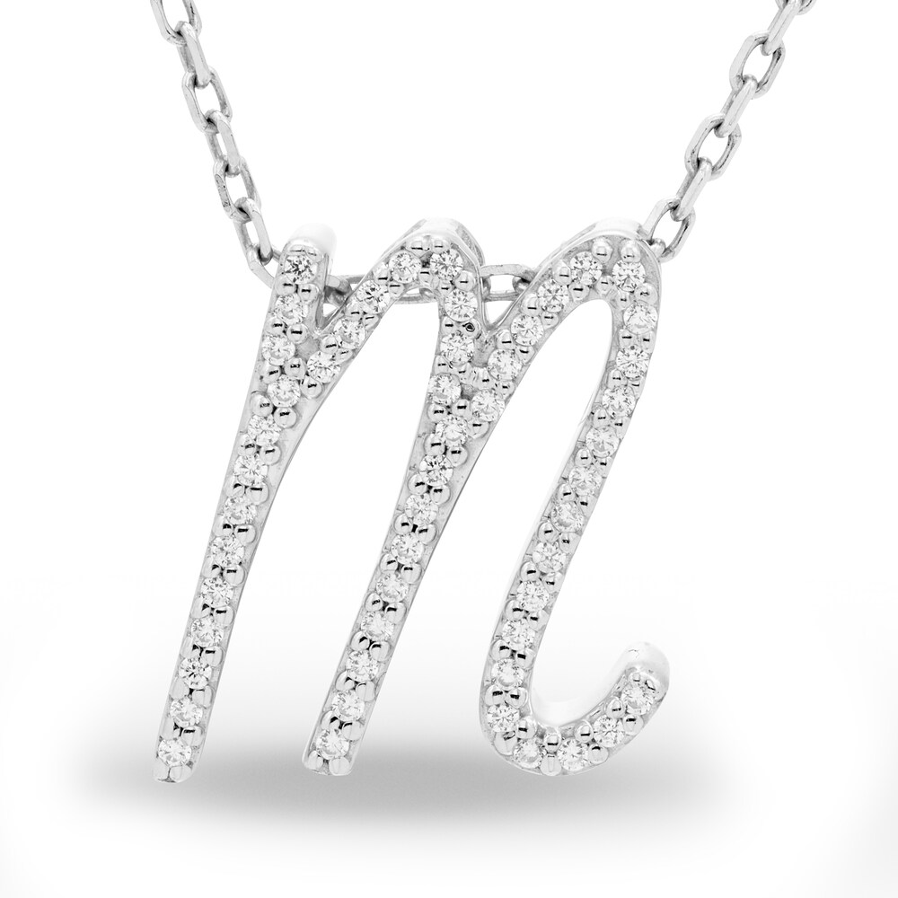 Diamond Letter M Pendant Necklace 1/10 ct tw Round 10K White Gold 18" sOnCIrQf Diamond Letter M Pendant Necklace 1/10 ct tw Round 10K White Gold 18" sOnCIrQf