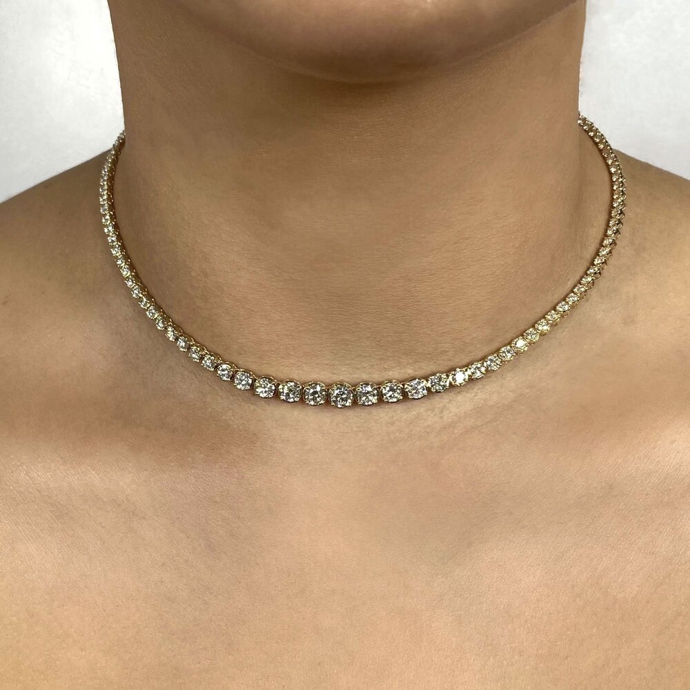 Shy Creation Diamond Tennis Necklace 6-1/2 ct tw Round 14K Yellow Gold 18\" SC55022935V2 suXHoFlP Shy Creation Diamond Tennis Necklace 6-1/2 ct tw Round 14K Yellow Gold 18\" SC55022935V2 suXHoFlP