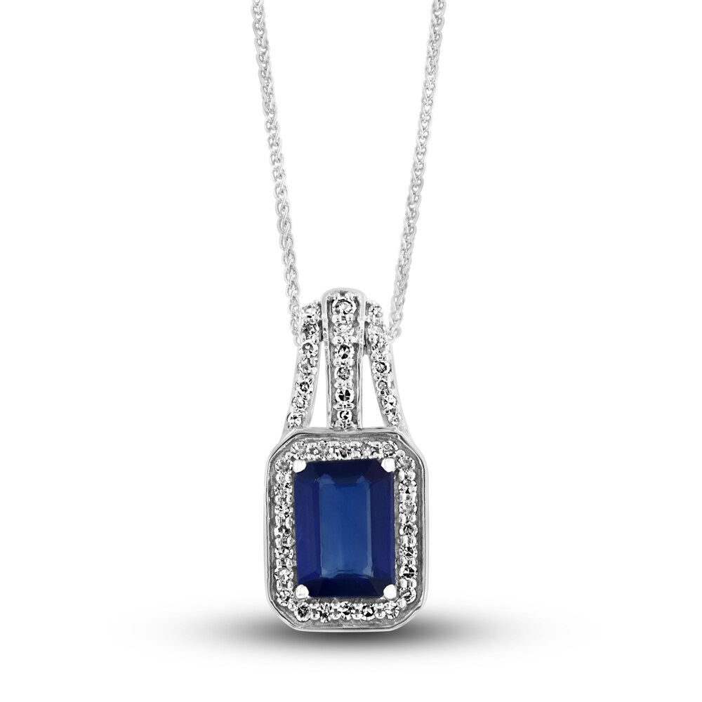 LALI Jewels Natural Blue Sapphire Necklace 1/5 ct tw Diamonds 14K White Gold t3Ji3TRw LALI Jewels Natural Blue Sapphire Necklace 1/5 ct tw Diamonds 14K White Gold t3Ji3TRw