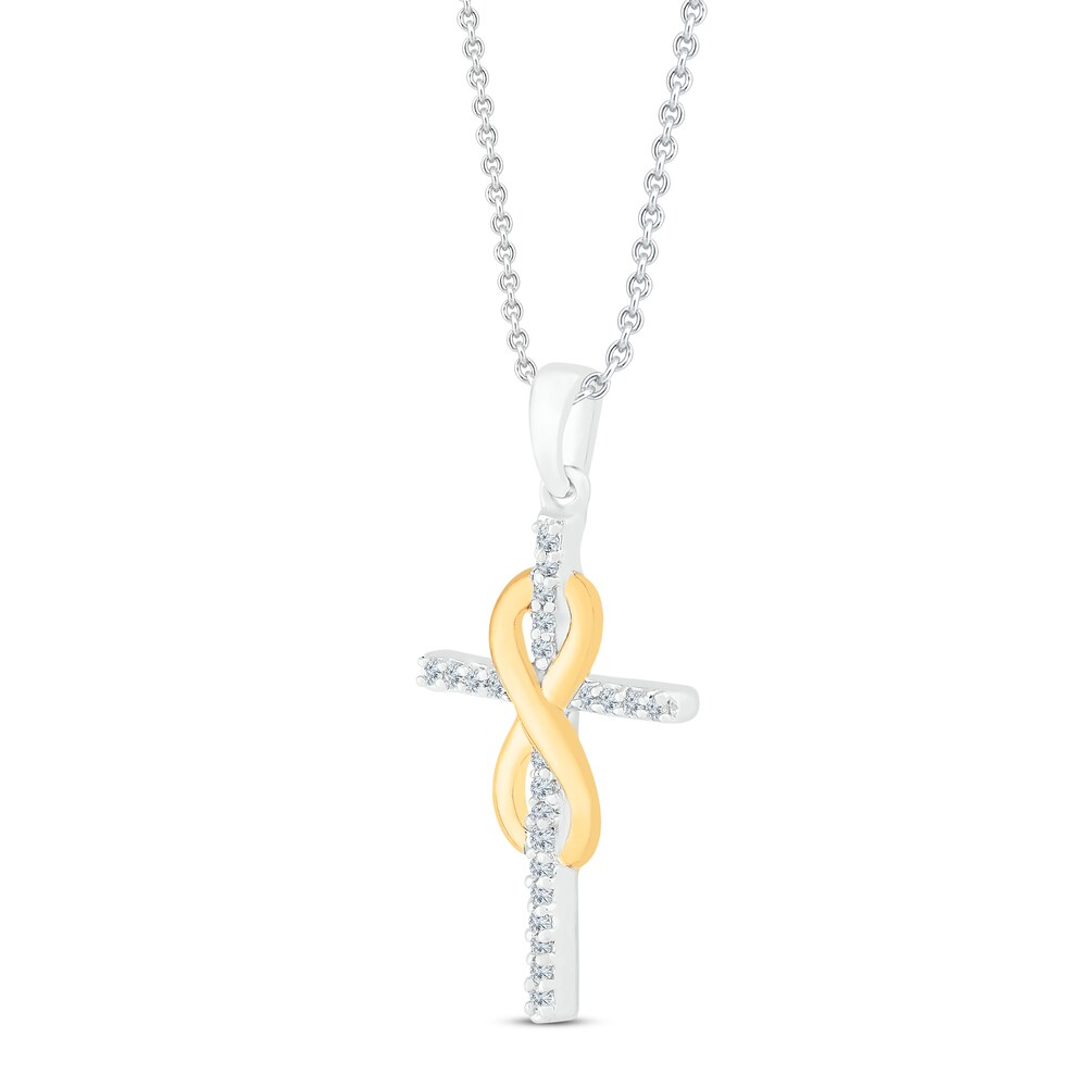 Diamond Cross Necklace 1/8 ct tw Round 10K Yellow Gold/Sterling Silver tDVpDgNW Diamond Cross Necklace 1/8 ct tw Round 10K Yellow Gold/Sterling Silver tDVpDgNW