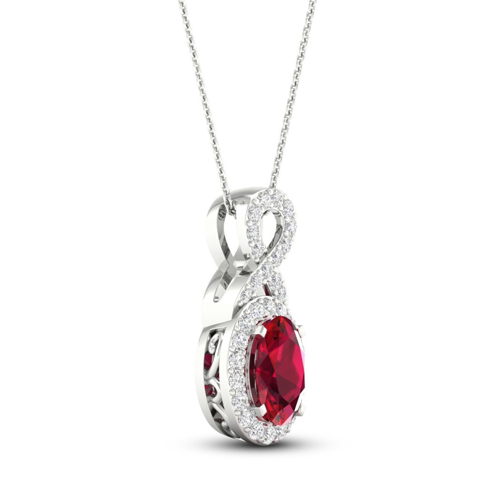 Lab-Created Ruby & Lab-Created White Sapphire Necklace 10K White Gold 18\" tQmt6Pm1 Lab-Created Ruby & Lab-Created White Sapphire Necklace 10K White Gold 18\" tQmt6Pm1