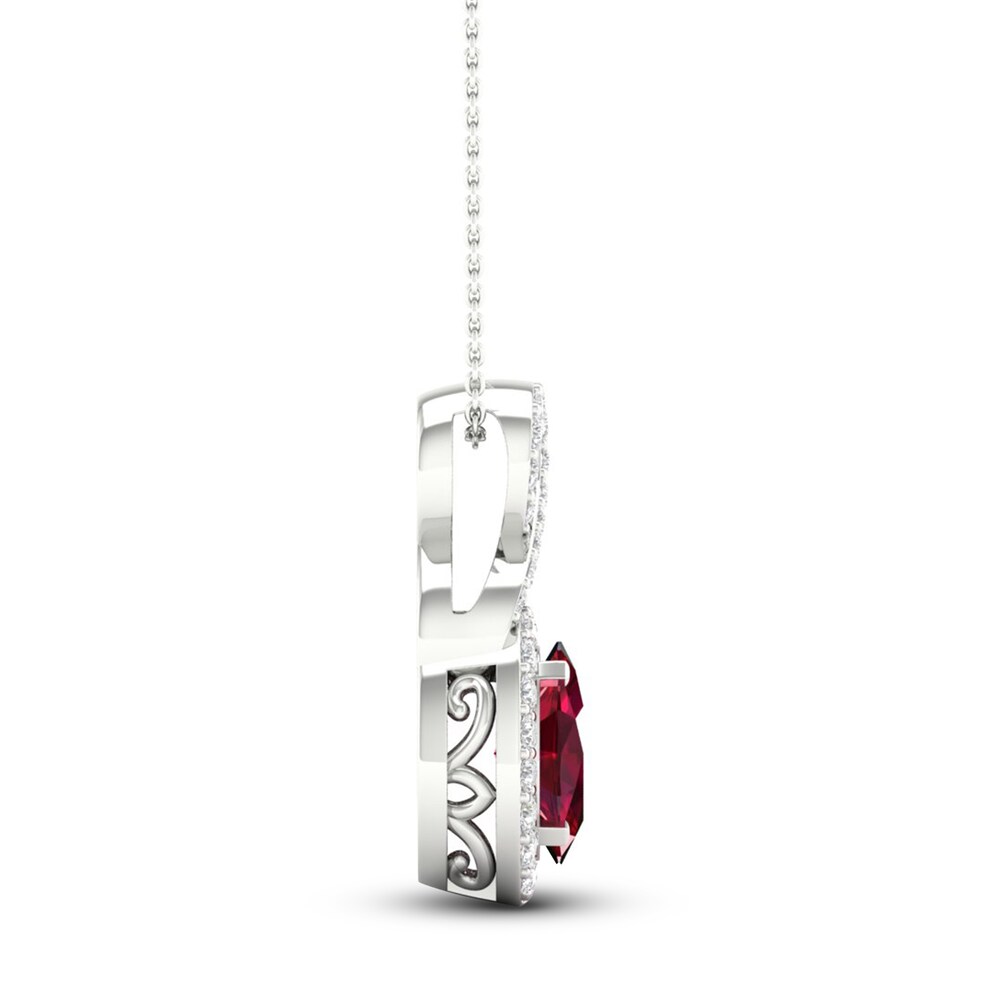 Lab-Created Ruby & Lab-Created White Sapphire Necklace 10K White Gold 18\" tQmt6Pm1 Lab-Created Ruby & Lab-Created White Sapphire Necklace 10K White Gold 18\" tQmt6Pm1