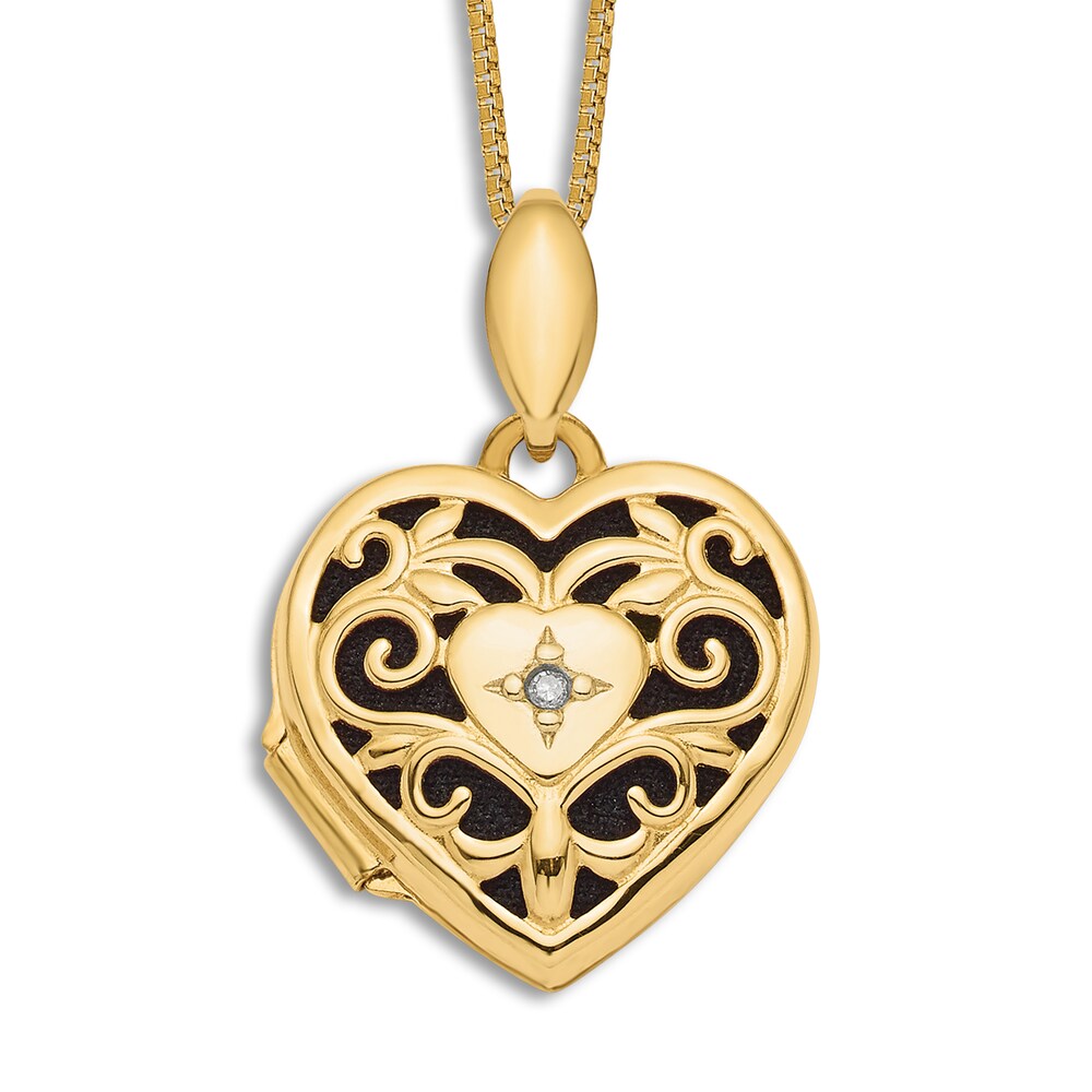 Heart Pendant Locket Necklace Diamond Accents 14K Yellow Gold 18" tV2q6u7t Heart Pendant Locket Necklace Diamond Accents 14K Yellow Gold 18" tV2q6u7t