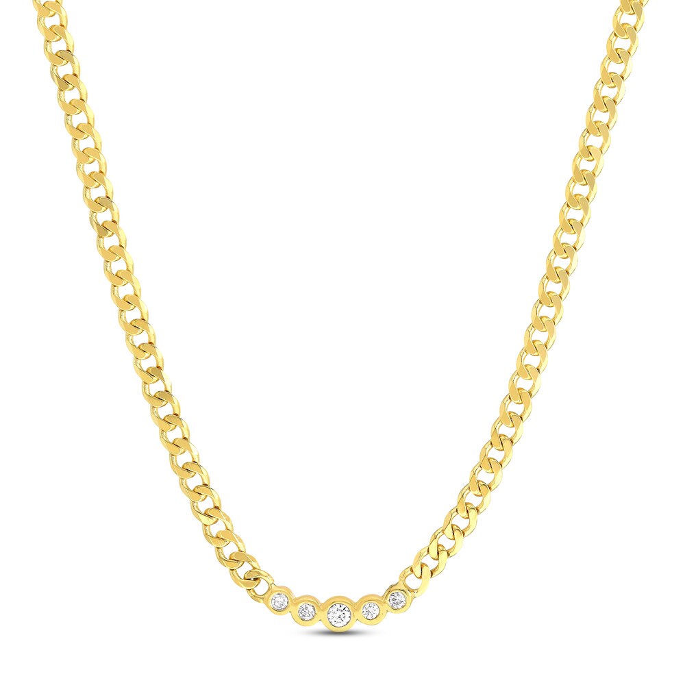 Diamond Necklace 1/10 ct tw Round 14K Yellow Gold 18" taXdHPaX