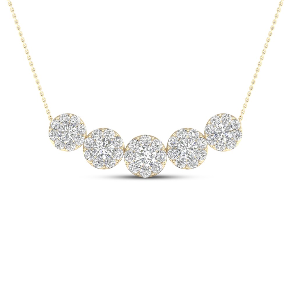 Diamond Necklace 1 1/2 ct tw Round 14K Yellow Gold tg27Cz9B Diamond Necklace 1 1/2 ct tw Round 14K Yellow Gold tg27Cz9B