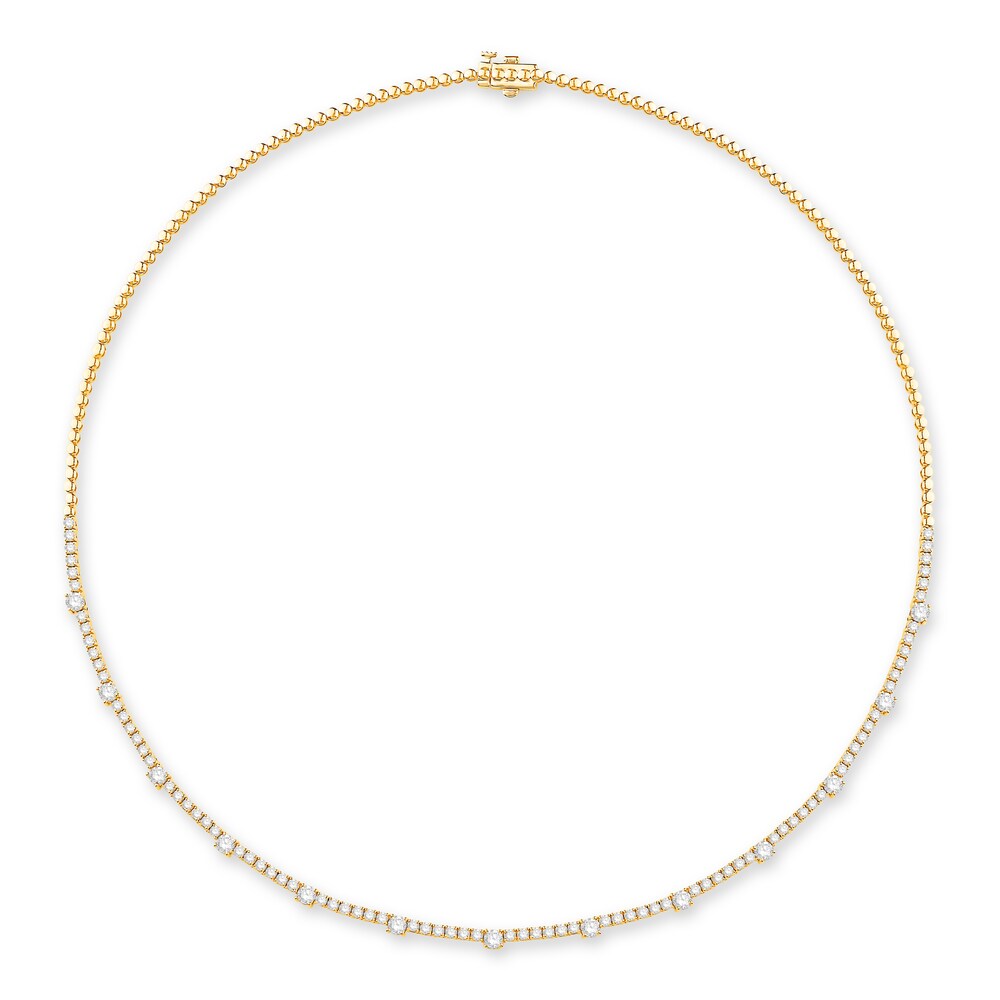 Diamond Tennis Necklace 4 ct tw Round 14K Yellow Gold tqS8P1aq
