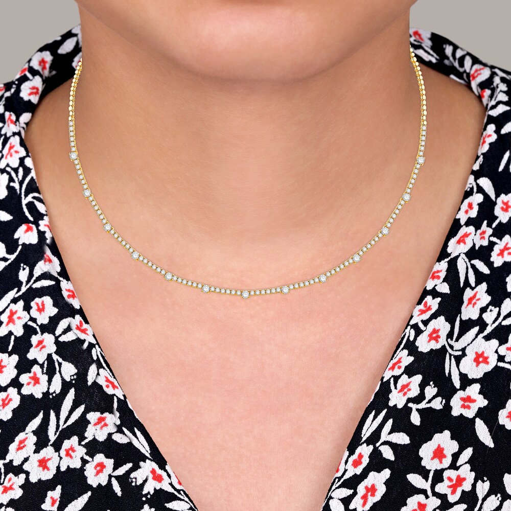Diamond Tennis Necklace 4 ct tw Round 14K Yellow Gold tqS8P1aq Diamond Tennis Necklace 4 ct tw Round 14K Yellow Gold tqS8P1aq