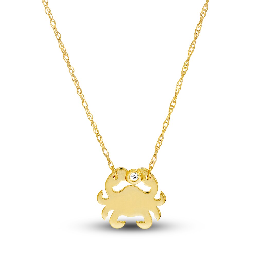 Crab Necklace Diamond Accent 14K Yellow Gold u3J7c0nb Crab Necklace Diamond Accent 14K Yellow Gold u3J7c0nb