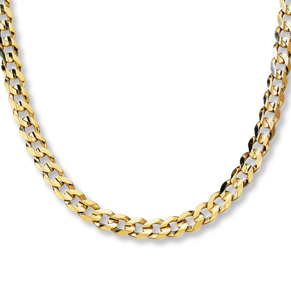 Concave Curb Link Necklace 10K Yellow Gold 22" Length uCEDFxri Concave Curb Link Necklace 10K Yellow Gold 22" Length uCEDFxri