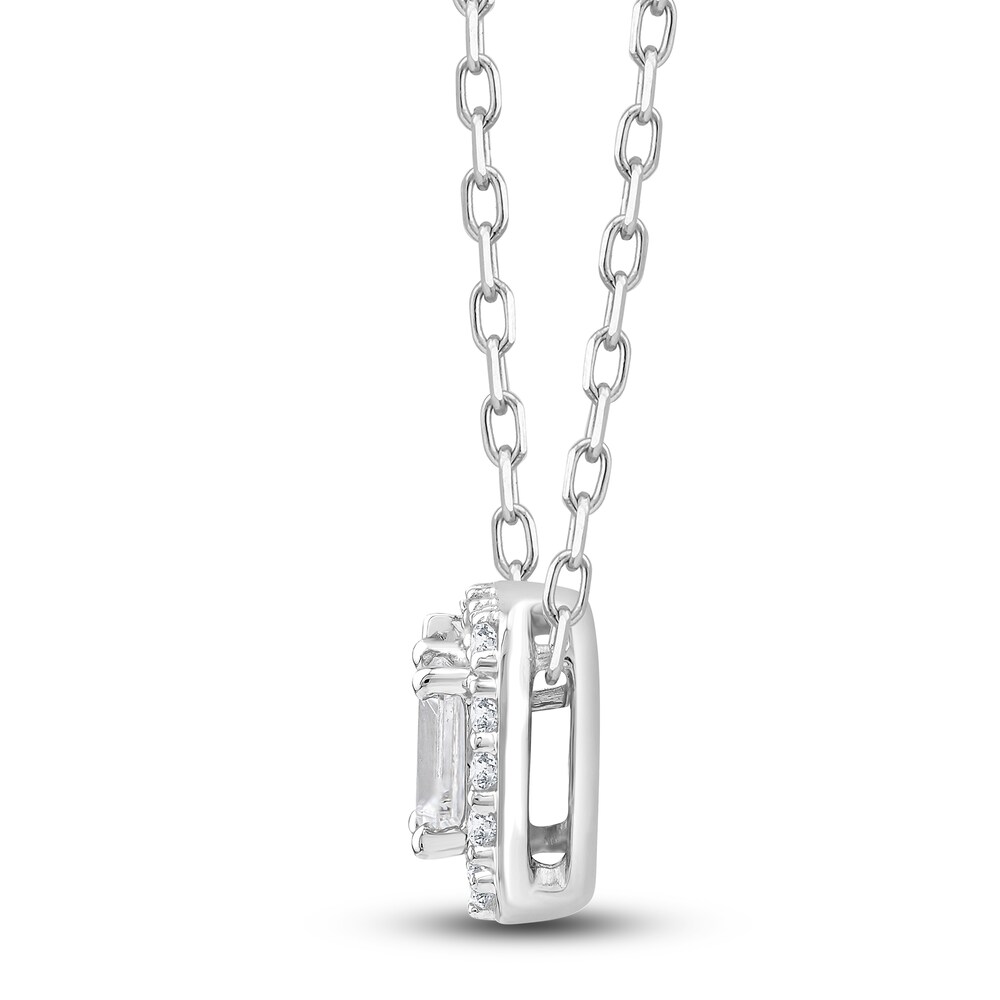 Diamond Pendant Necklace 1/2 ct tw Pear/Emerald/Round 14K White Gold 18\" uIu4BgcN Diamond Pendant Necklace 1/2 ct tw Pear/Emerald/Round 14K White Gold 18\" uIu4BgcN