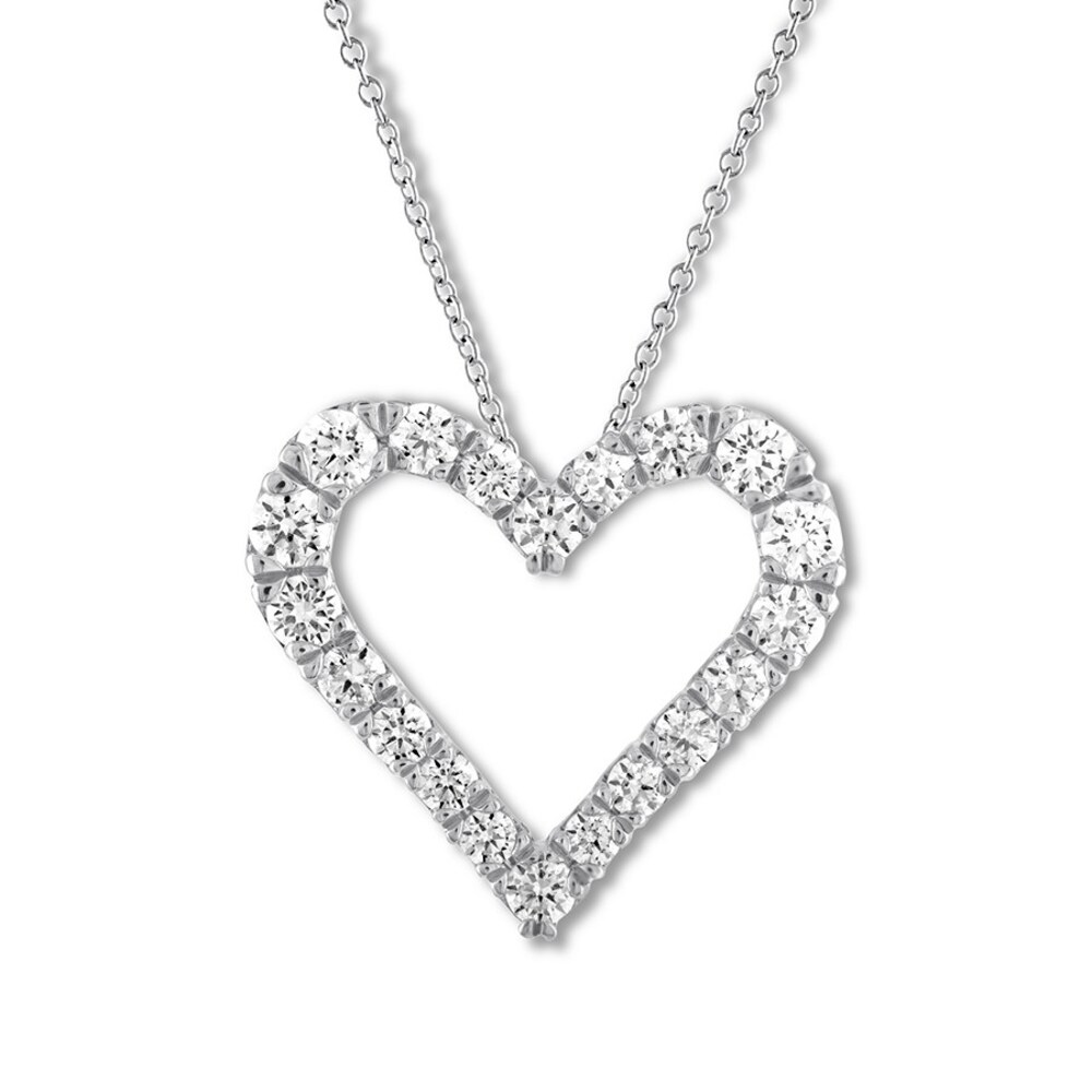 Diamond Heart Necklace 3/4 ct tw Round-cut 14K White Gold uK1A5L2N Diamond Heart Necklace 3/4 ct tw Round-cut 14K White Gold uK1A5L2N
