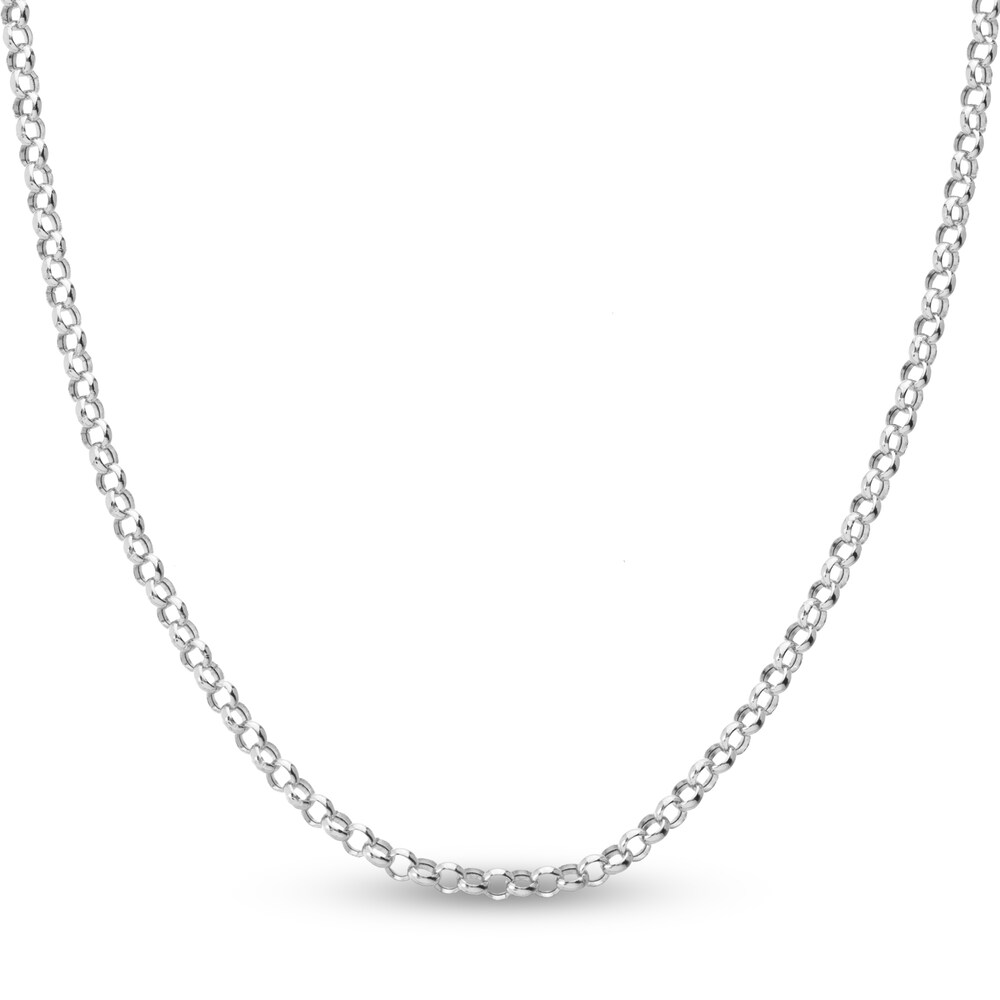 Hollow Rolo Chain Necklace 14K White Gold 18" uOHlFCHv