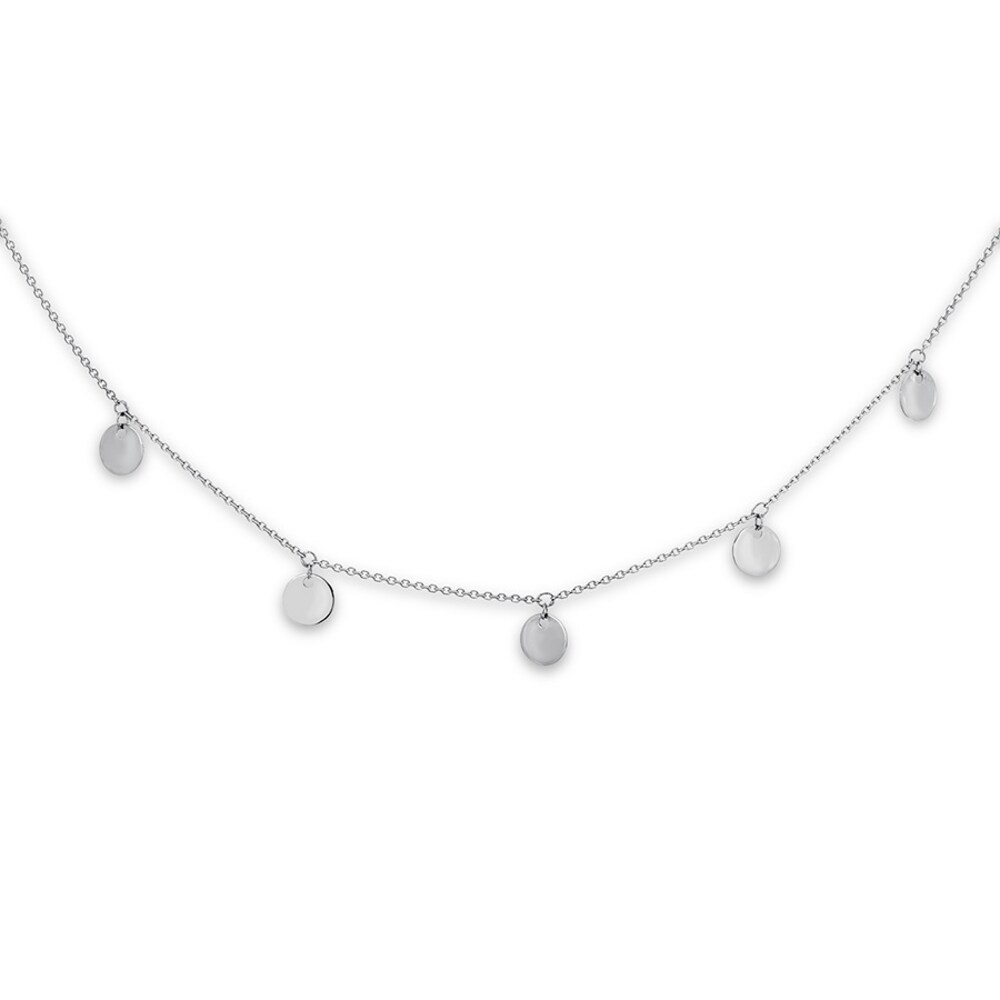 Dangle Disc Choker Necklace 14K White Gold 14" Adjustable uRX19sUg Dangle Disc Choker Necklace 14K White Gold 14" Adjustable uRX19sUg