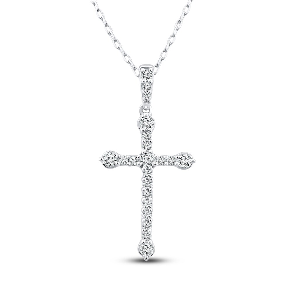 Diamond Cross Necklace 1/4 ct tw Round 10K White Gold ukLwmuw9 Diamond Cross Necklace 1/4 ct tw Round 10K White Gold ukLwmuw9