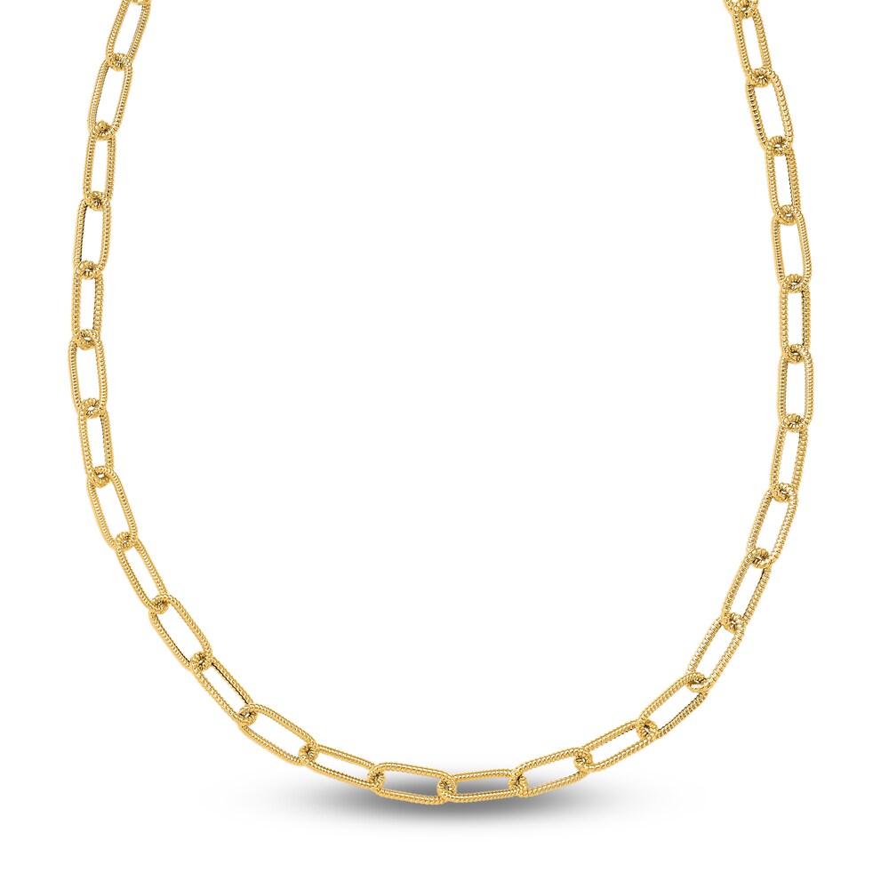 Polished Textured Paperclip Link Necklace 14K Yellow Gold 23.5-Inch uko01SgB Polished Textured Paperclip Link Necklace 14K Yellow Gold 23.5-Inch uko01SgB