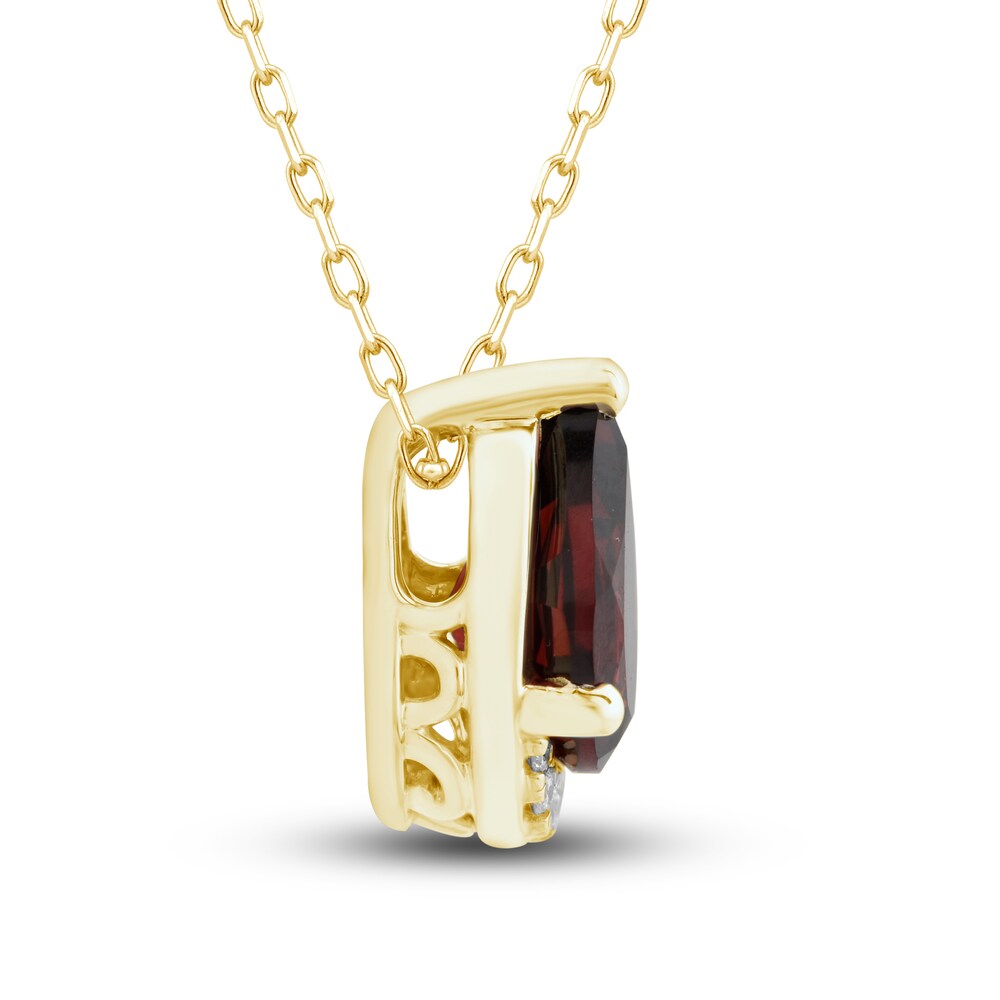 Natural Garnet Pendant Necklace 1/15 ct tw Diamonds 10K Yellow Gold 18\" uljusr7z Natural Garnet Pendant Necklace 1/15 ct tw Diamonds 10K Yellow Gold 18\" uljusr7z