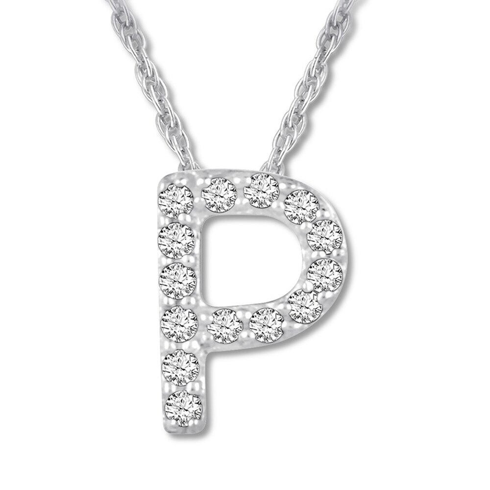 Diamond Initial P Necklace 1/20 ct tw Round-cut 10K White Gold uy3drTCo Diamond Initial P Necklace 1/20 ct tw Round-cut 10K White Gold uy3drTCo