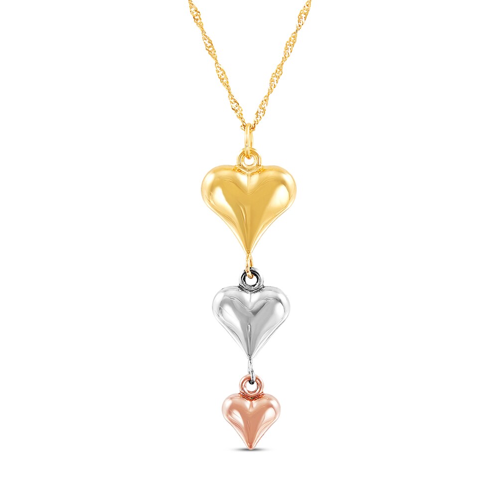 Triple Heart Drop Necklace 10K Tri-Tone Gold v7yiOUQ5 Triple Heart Drop Necklace 10K Tri-Tone Gold v7yiOUQ5