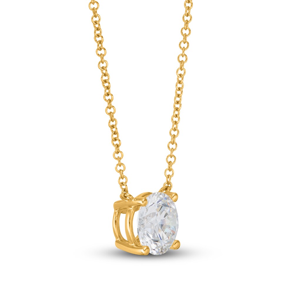 Lab-Created Diamond Solitaire Necklace 1-1/2 ct tw Round 14K Yellow Gold (SI2/F) vE8CcdNU Lab-Created Diamond Solitaire Necklace 1-1/2 ct tw Round 14K Yellow Gold (SI2/F) vE8CcdNU