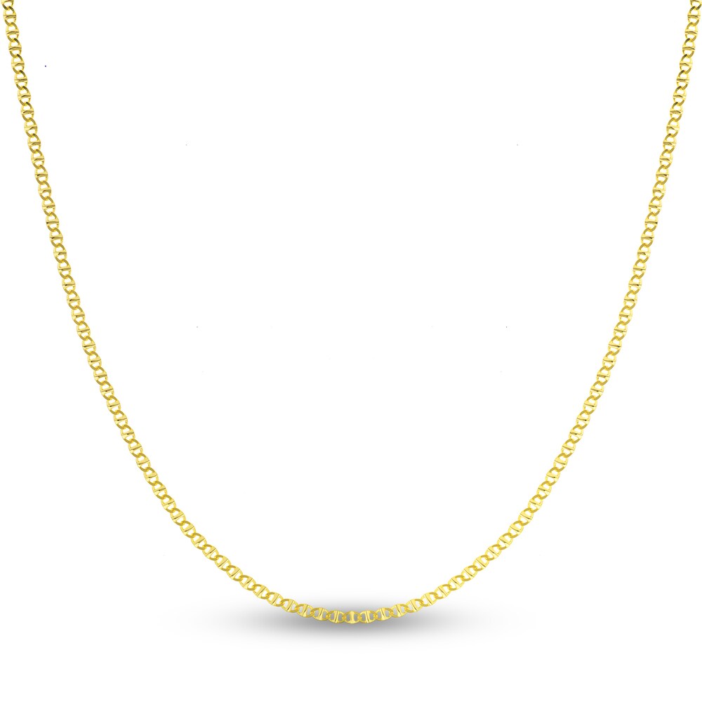 Flat Mariner Chain Necklace 14K Yellow Gold 18" vEFIOKka Flat Mariner Chain Necklace 14K Yellow Gold 18" vEFIOKka
